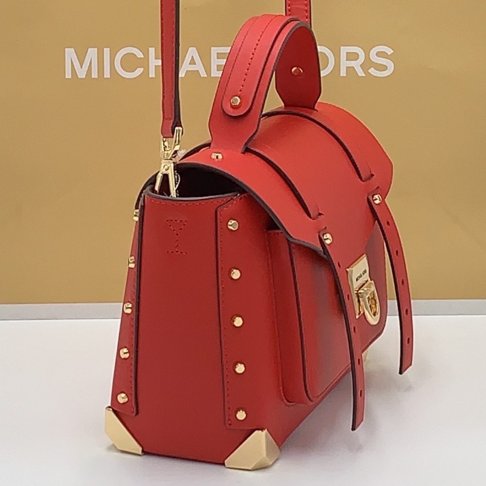 MICHAEL KORS MANHATTAN MEDIUM TOP HANDLE SCHOOL SATCHEL CROSSBODY BAG Flame - Picture 5 of 16